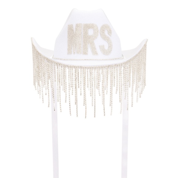 White Rhinestone Fringe Hat - Picture 3 of 4